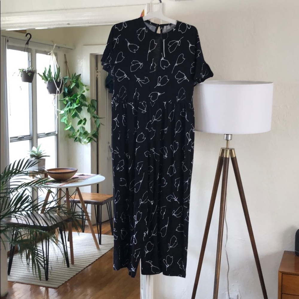 ASOS black floral cotton jumpsuit